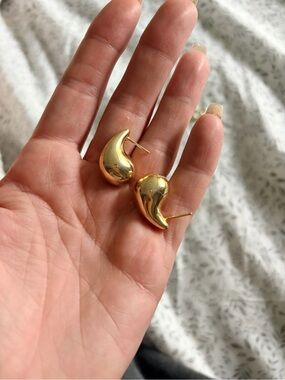 Gold Teardrop Stud Earrings - Women Jewelry 925 silver stamped